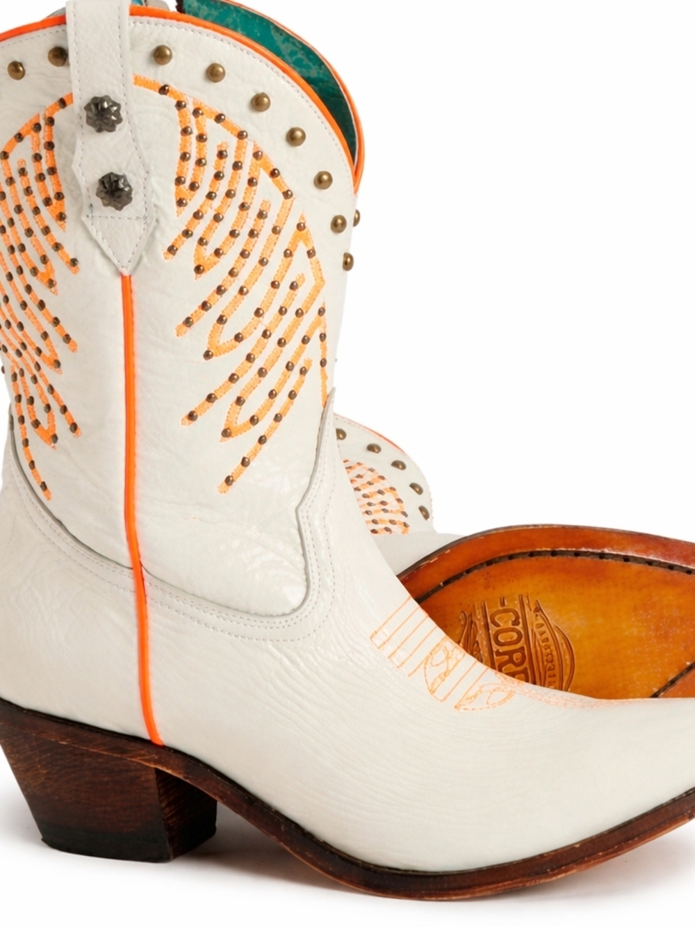CORRAL Women's White and Orange Western Cowboy Boots